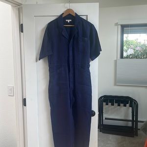 Alex Mill Navy Standard Shortsleeve Jumpsuit in Linen